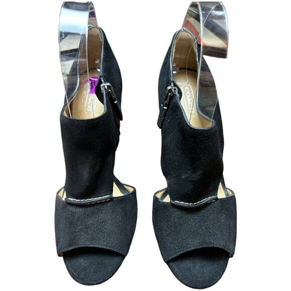 Coach Black Suede Peep Toe Heel Pumps Shoes Women's Size 8.5 - Picture 3 of 9